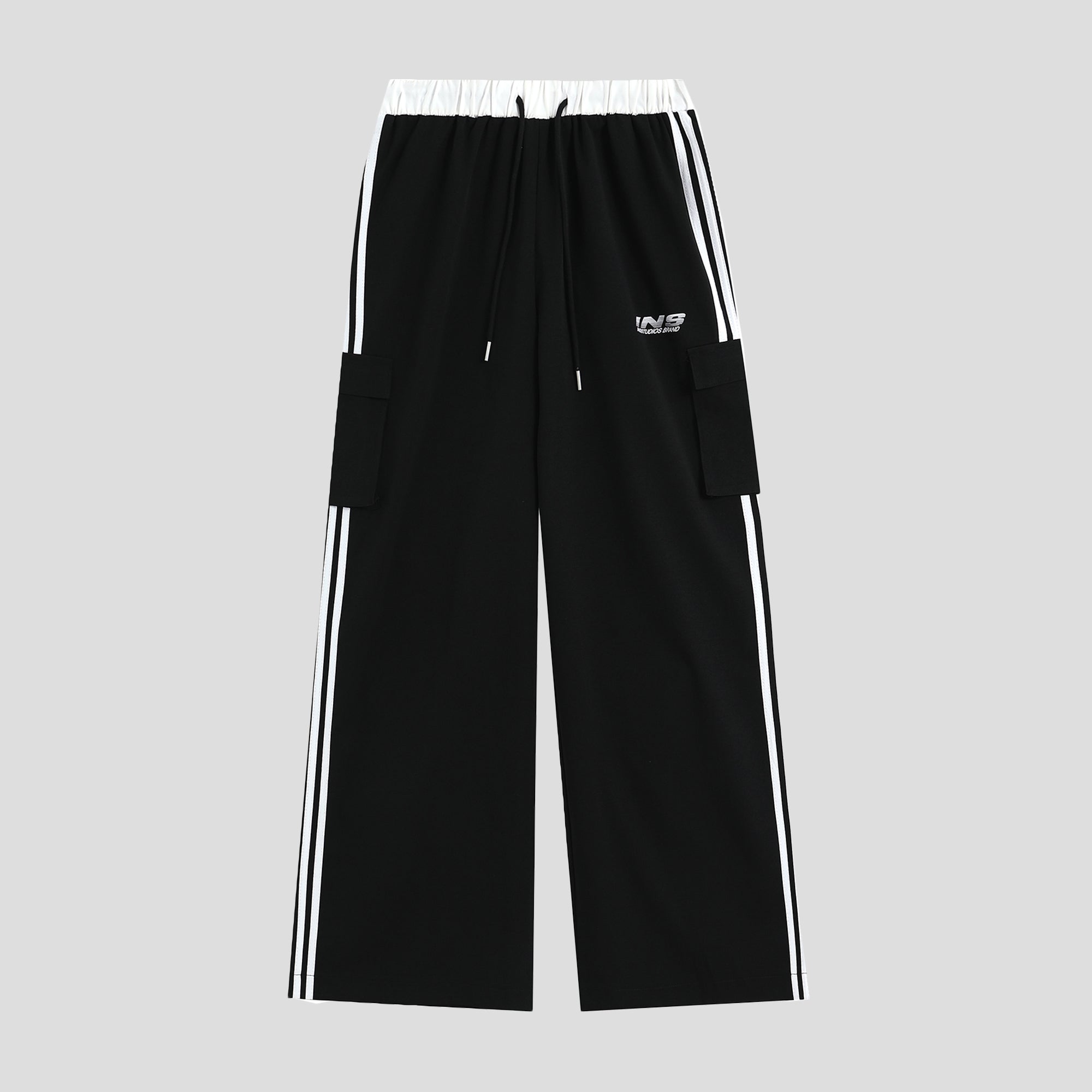 Drawstring Three-bar Casual Cargo Pants IN7047