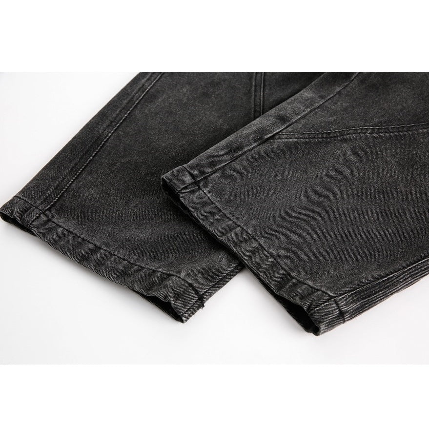 Curve Stitch Washed Loose Straight Jeans MB7233