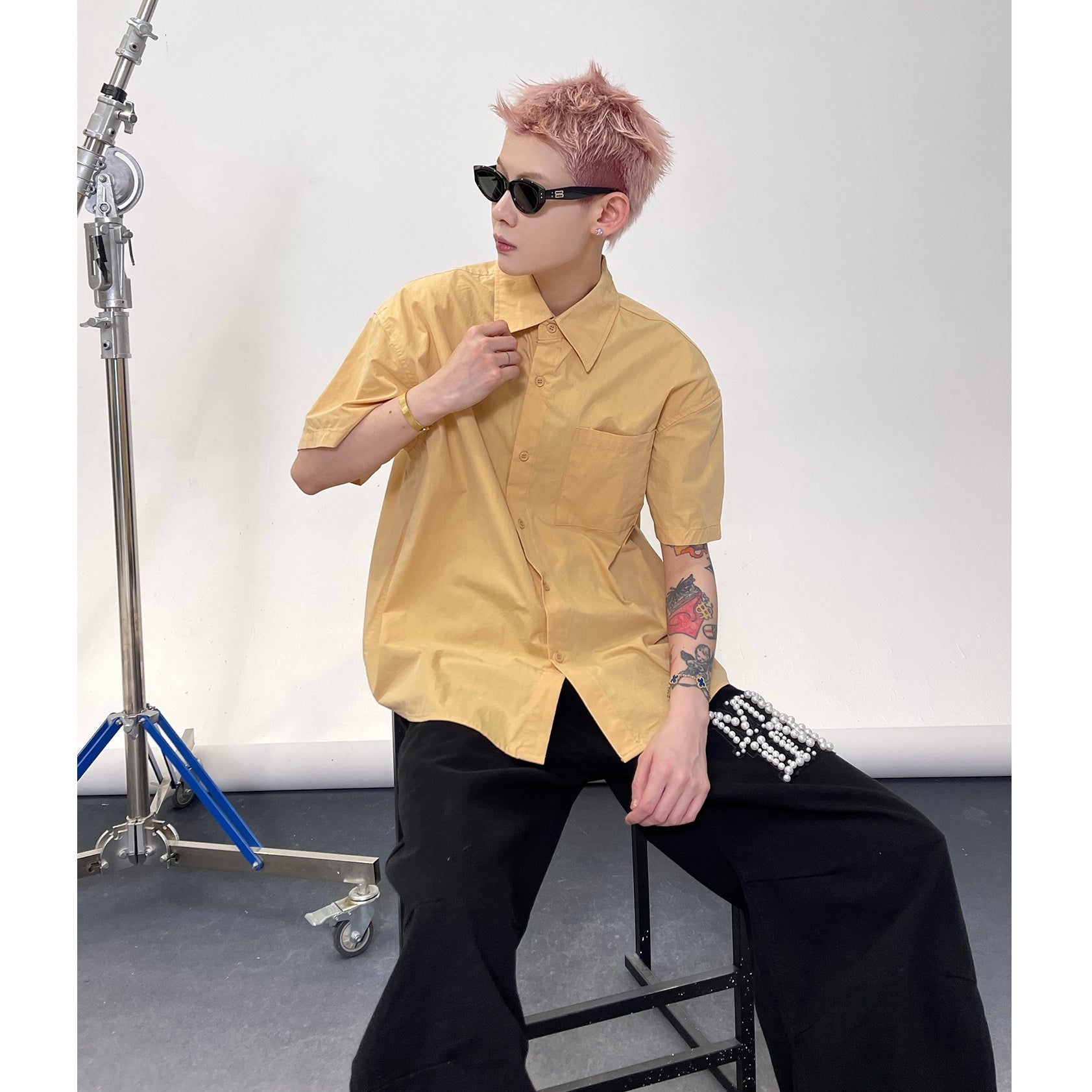 Solid Color Short Sleeve Shirt EAT135