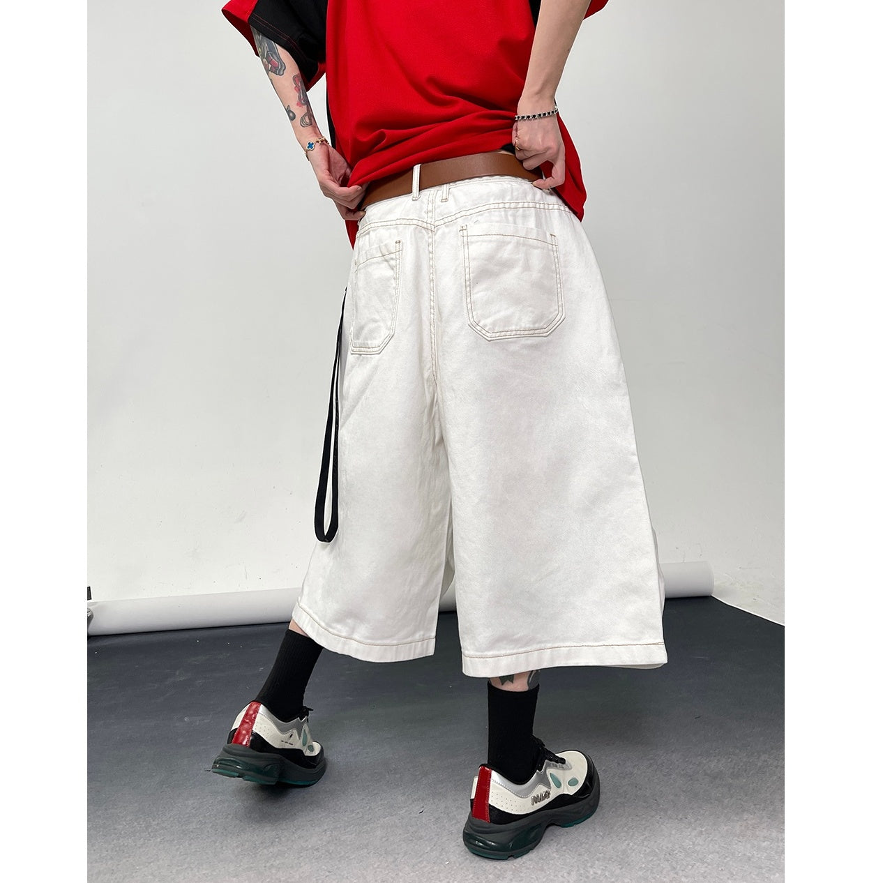 Washed Wide-leg Work Cropped Pants EAT118