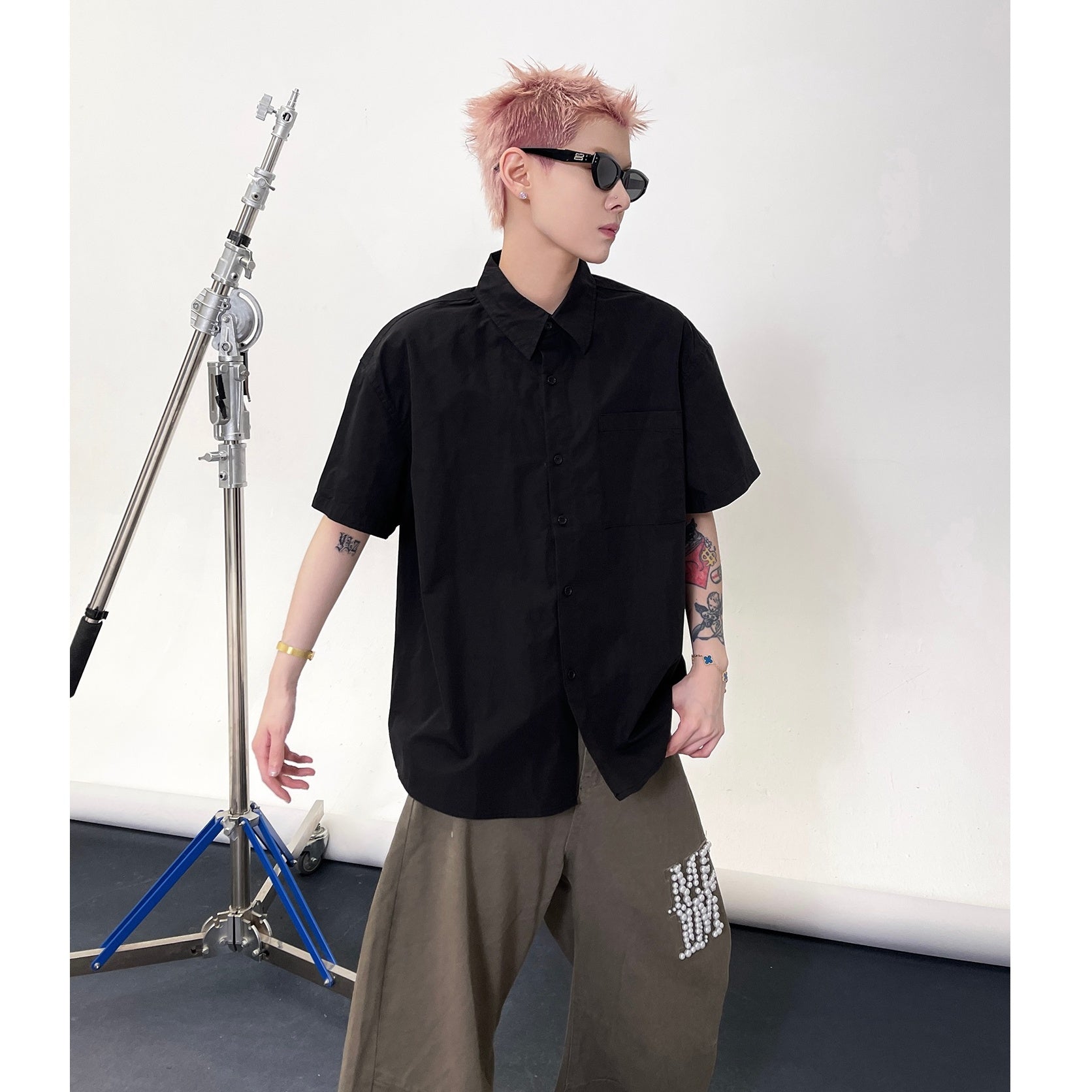 Solid Color Short Sleeve Shirt EAT135