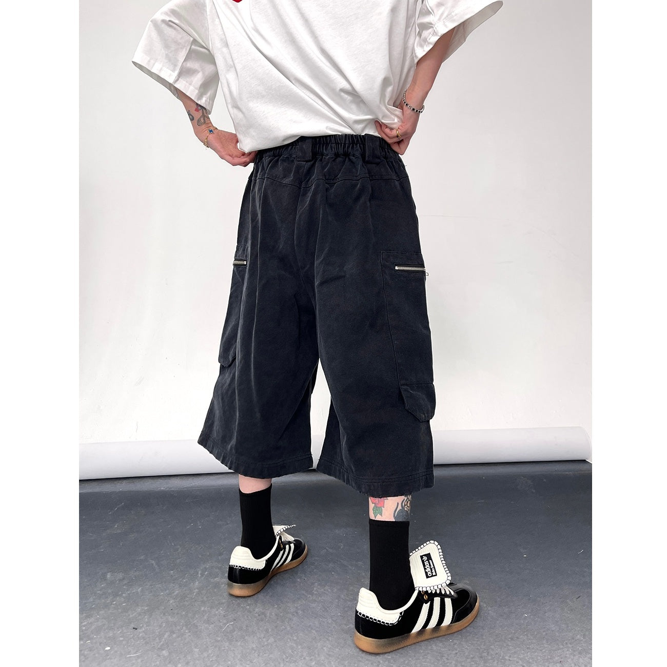 Wash Distressed Cargo Cropped Pants EAT113
