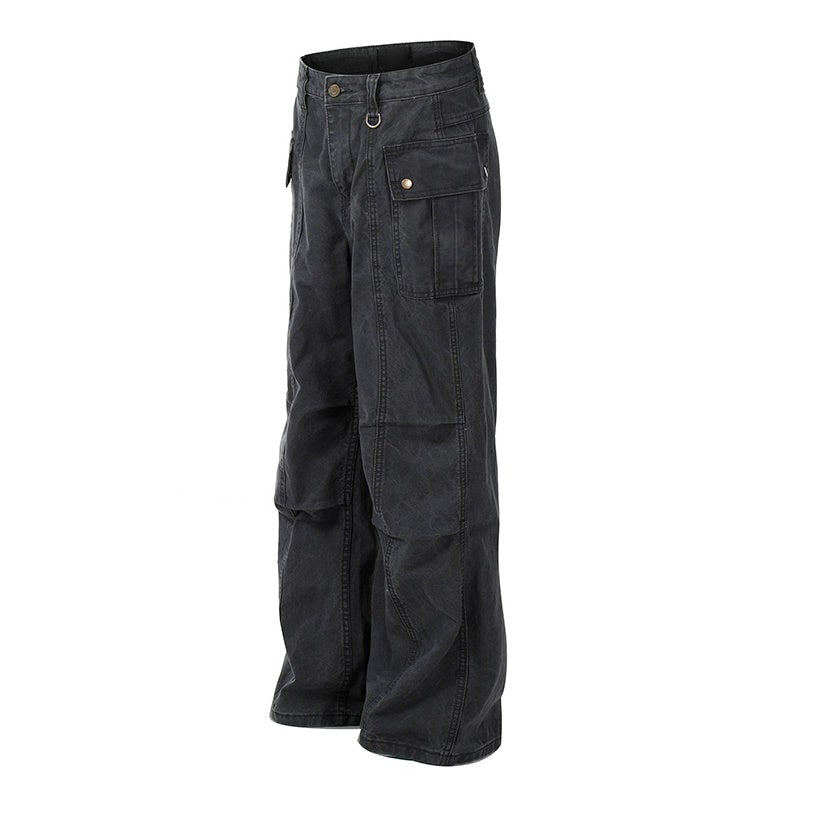 Pleated Design Washed Cargo Pants MB7314