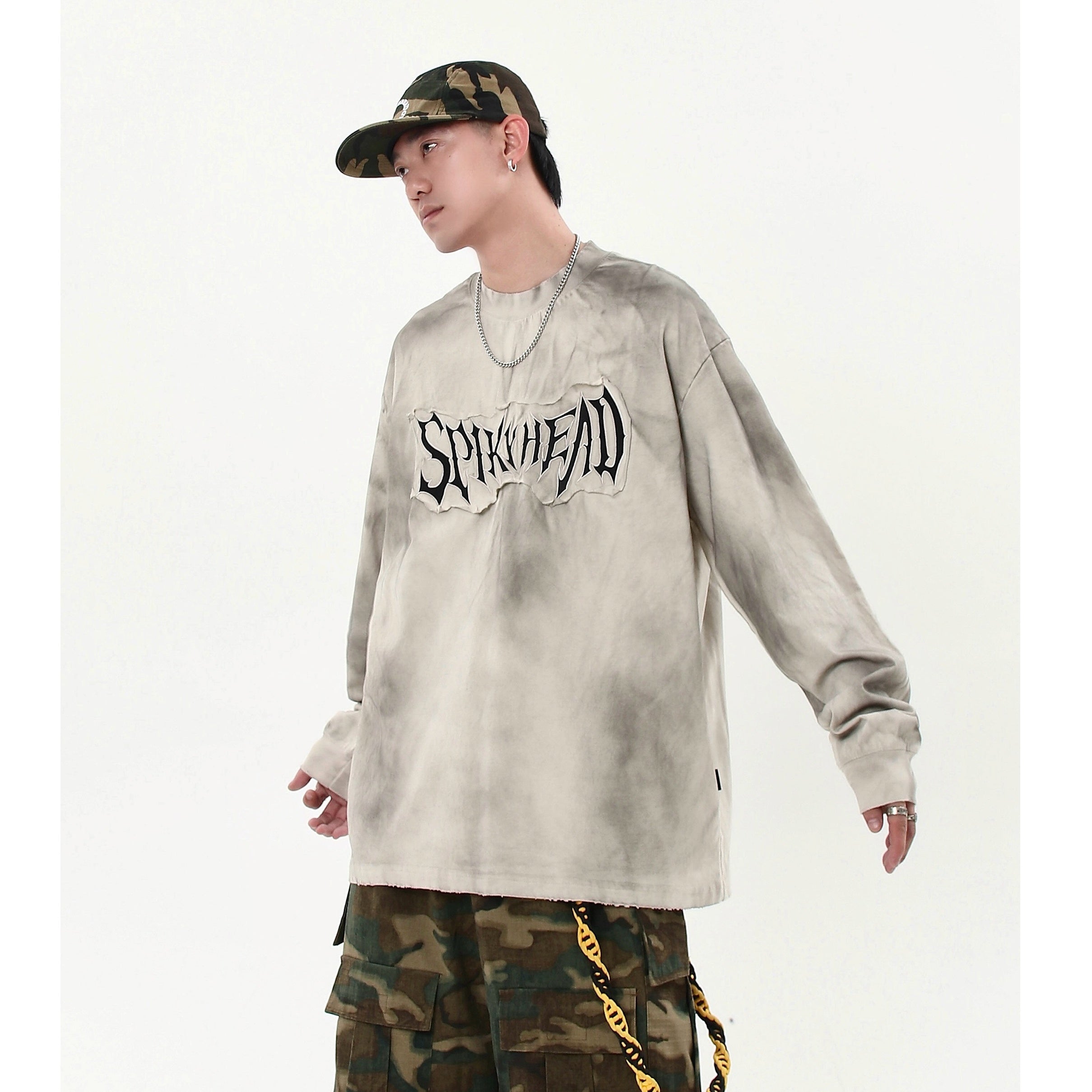 Street Dirty Patch Embroidery Long Sleeve T-Shirt MB7030