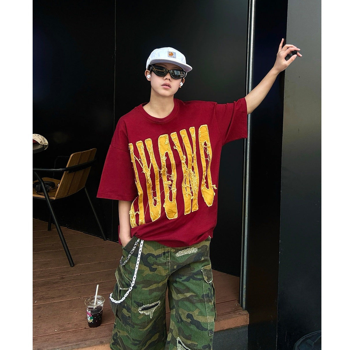 Patch Embroidered Big Letter T-shirt EAT107