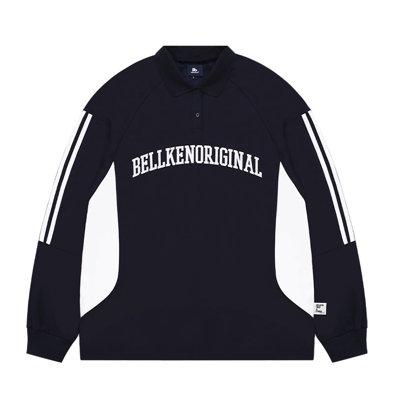 Three-bar Embroidered Long Sleeve Polo Shirt BI2018