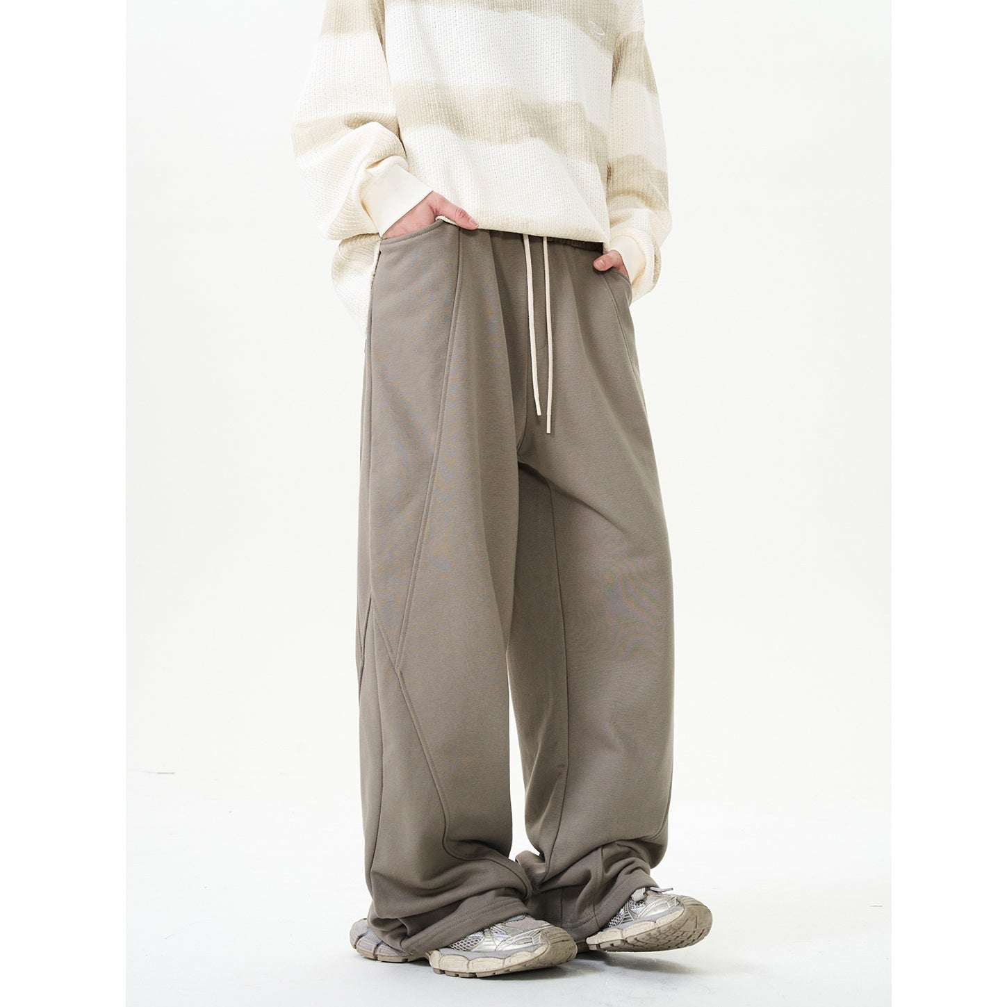 Embroidery Split Loose Straight Sweatpants NA7011