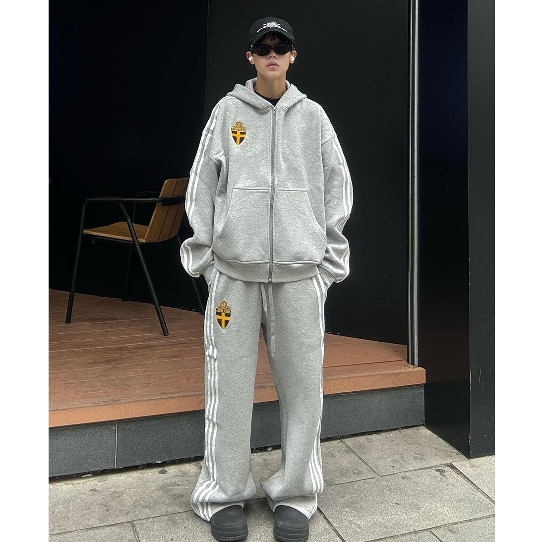 【上下別売り】Three-Bar Loose Casual Zip-up Hooded Parka ＆ Sweat Pants MB7167