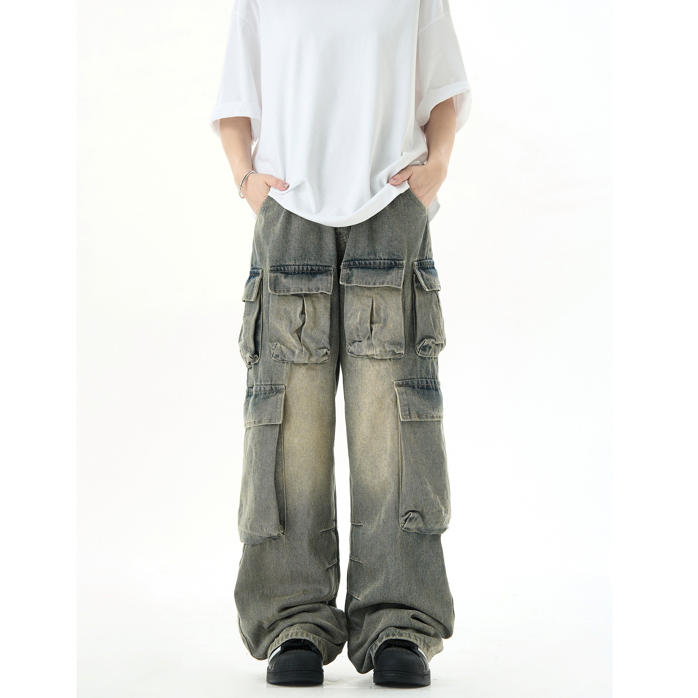 Yellow Mud Loose Draped Cargo Jeans MB7228