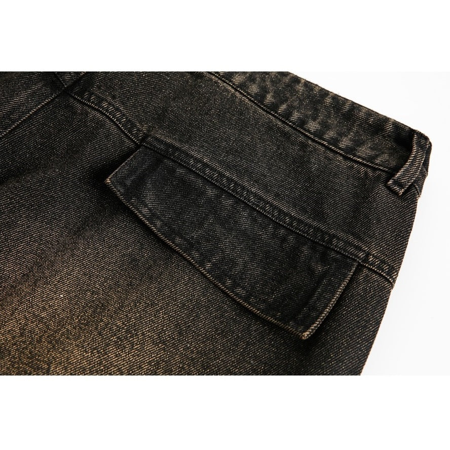 Vintage Washed Slant Pocket Cargo Jeans MB7183