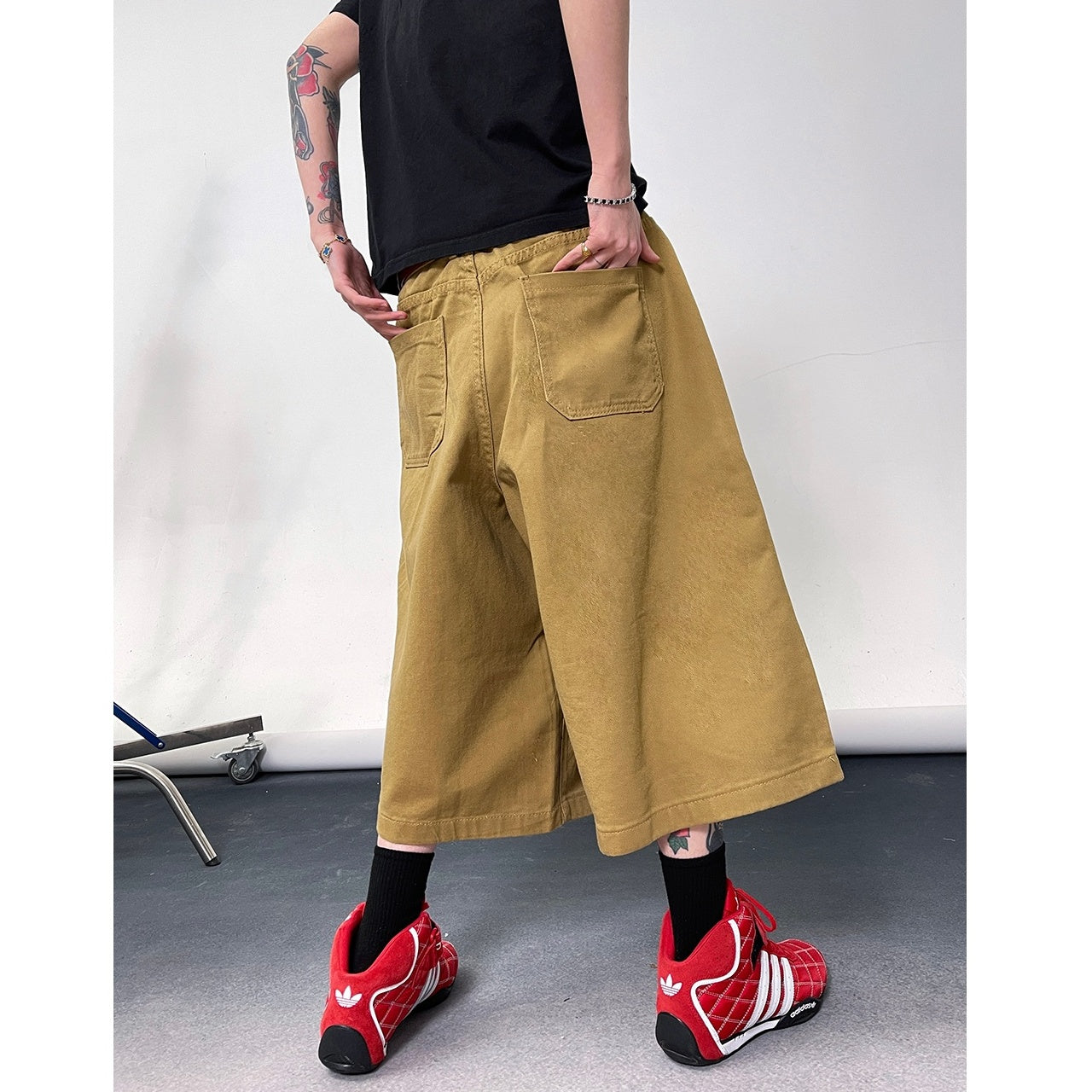 Washed Wide-leg Work Cropped Pants EAT118