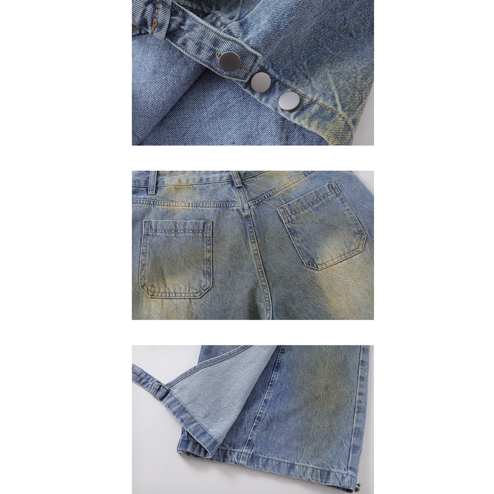 Deconstructed Stitched Wide-leg Dad Jeans MB7046