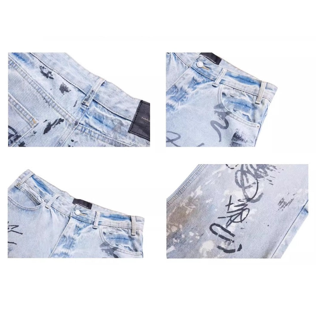 Street Graffiti Hand Painted Dirty Jeans MB7237