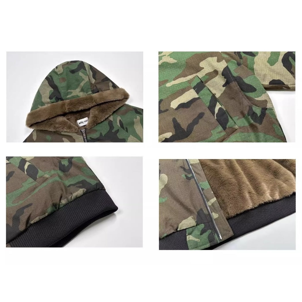 Camouflage Fur Collar Hooded Jacket MB7241