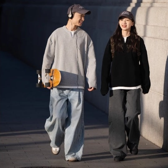 Waffle Fake Layered Long Sleeve T-shirt BI2005