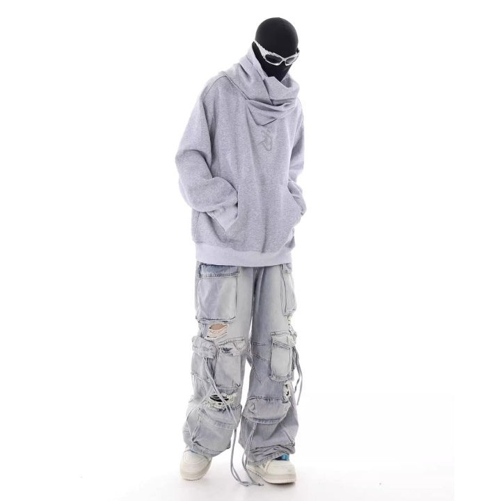 Heavy Washed Ripped Cargo Jeans MB7375