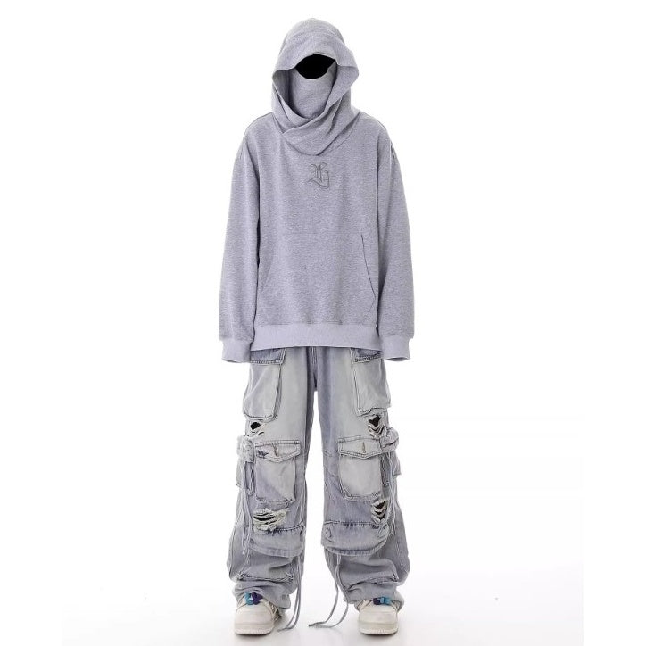 Heavy Washed Ripped Cargo Jeans MB7375
