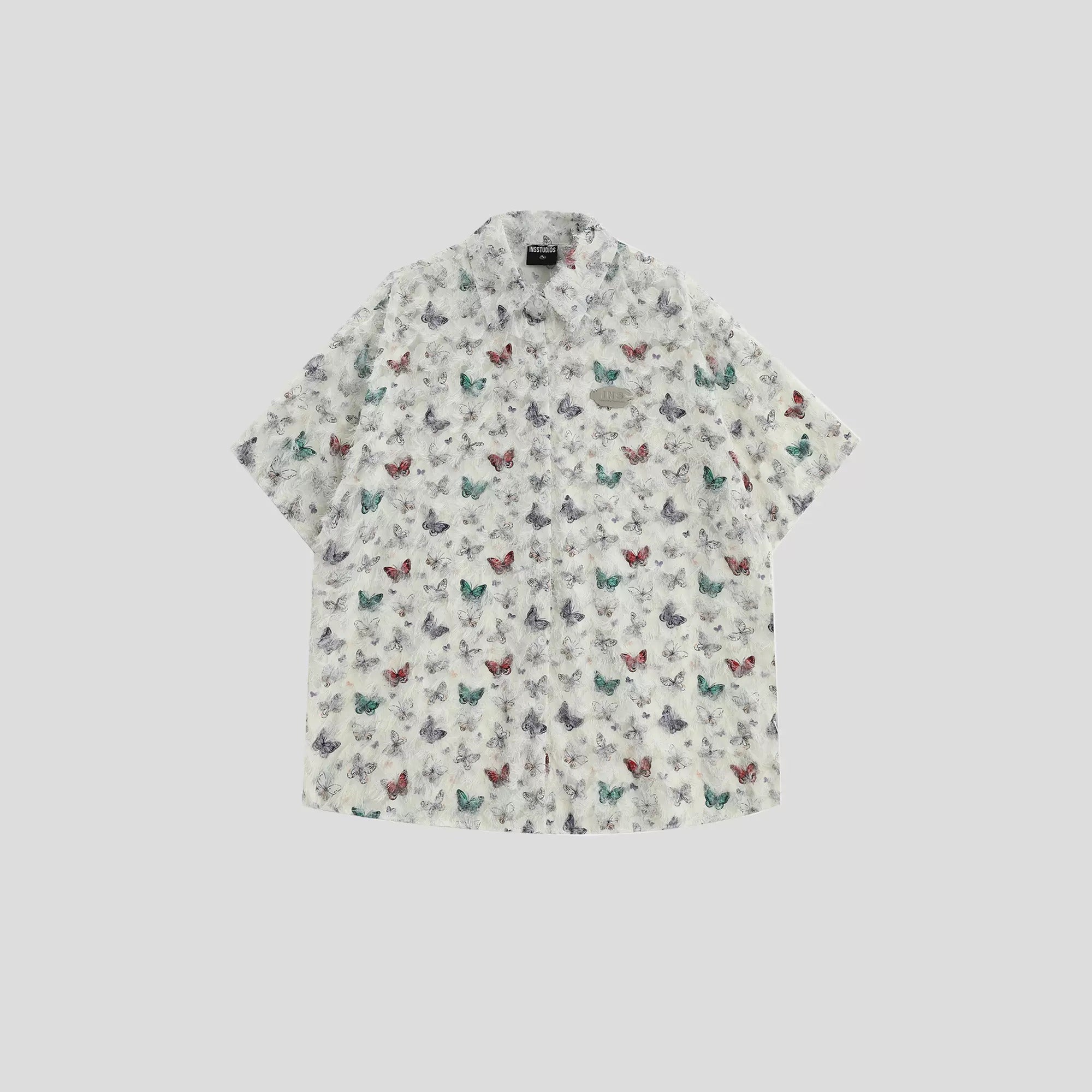 Shaggy Touch Butterfly Short Sleeve Shirt IN7035