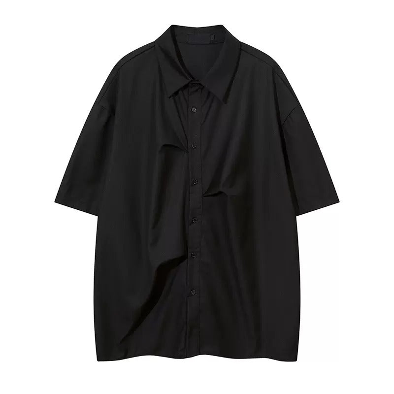 Tuck Pleated Design Short-sleeved Shirt MR021