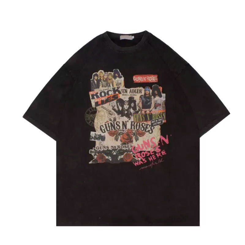 Wash Old Style Rock Print T-shirt MR002