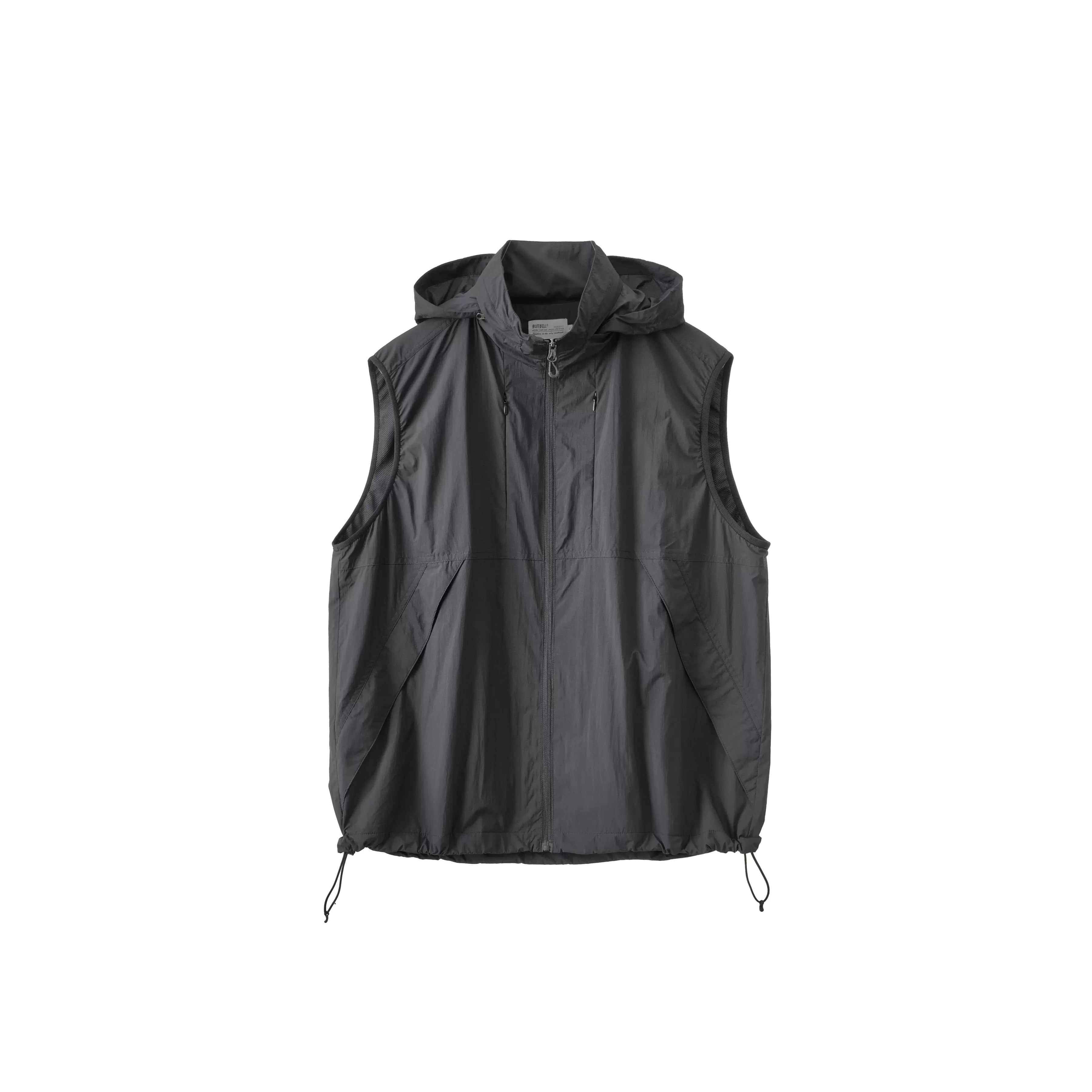 High-Neck Hidden Hood Outdoor ZIP-Up Vest BB001