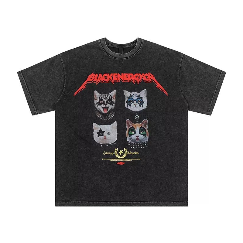 Cat Rock Distressed T-shirt MR005