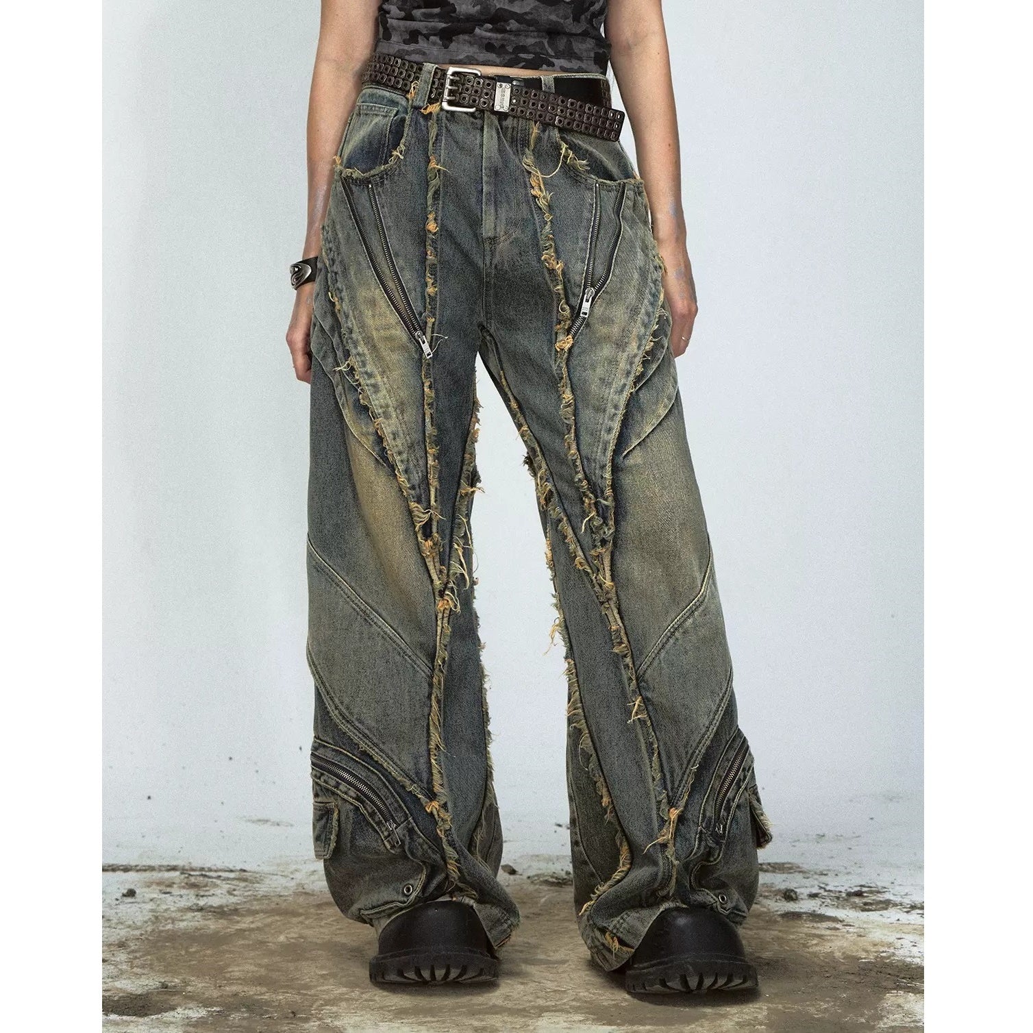 Heavy Industries Destruction Raw Edge Panelled Jeans MB7065