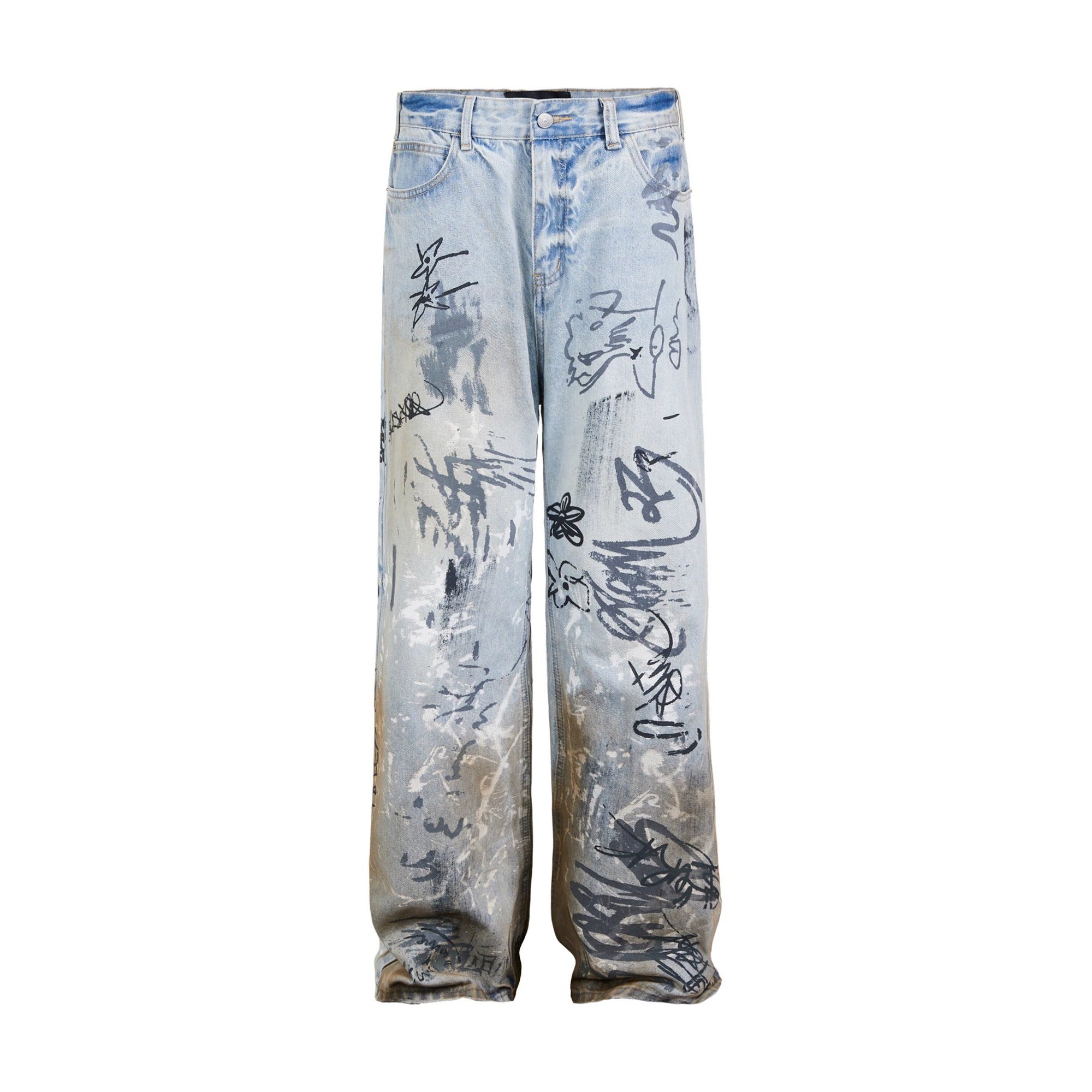 Street Graffiti Hand Painted Dirty Jeans MB7237