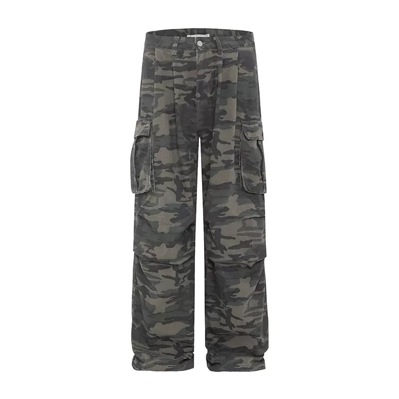 Wide-leg Straight Camouflage Cargo Pants MB7042