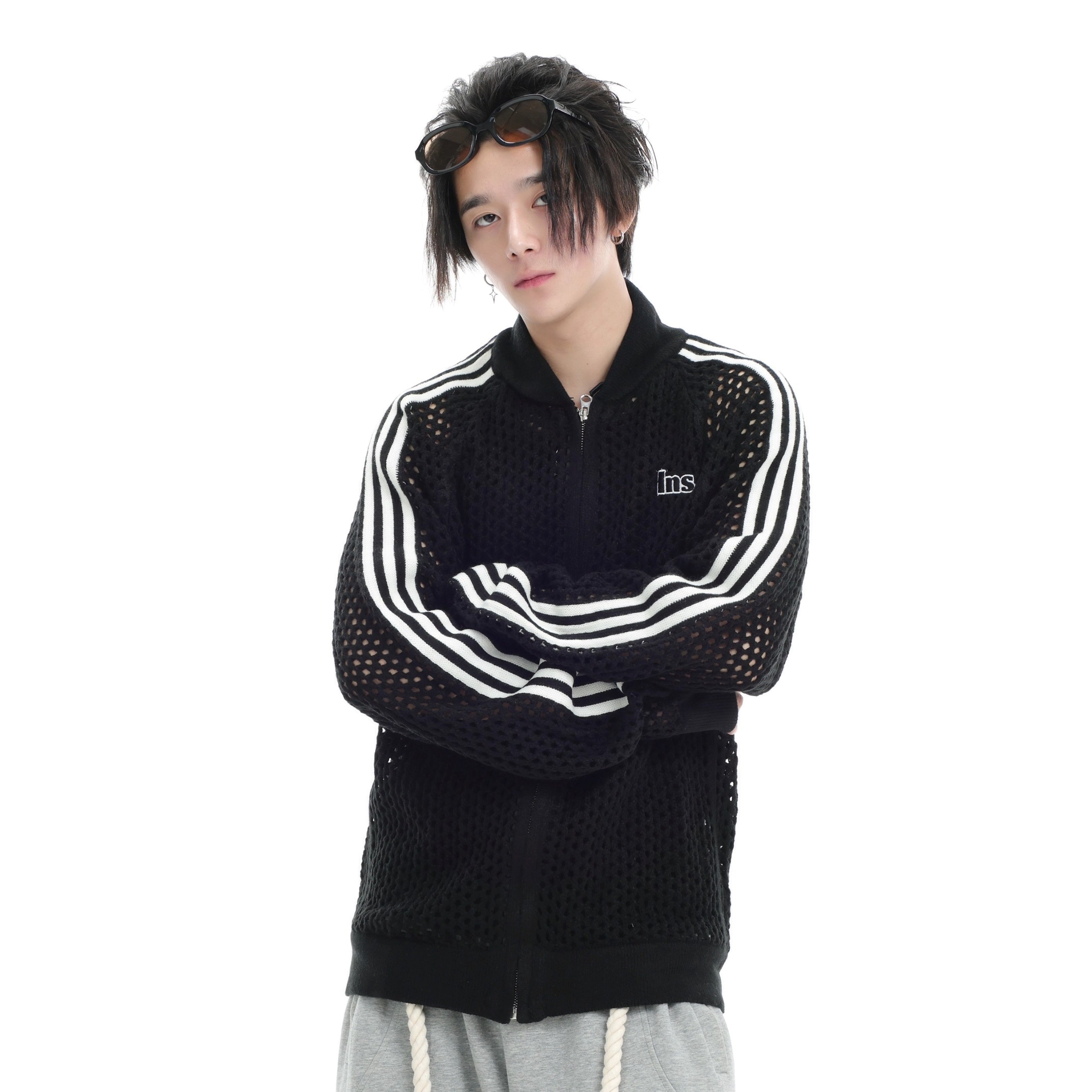 Raglan Mesh Cutout Cardigan Jacket IN7076