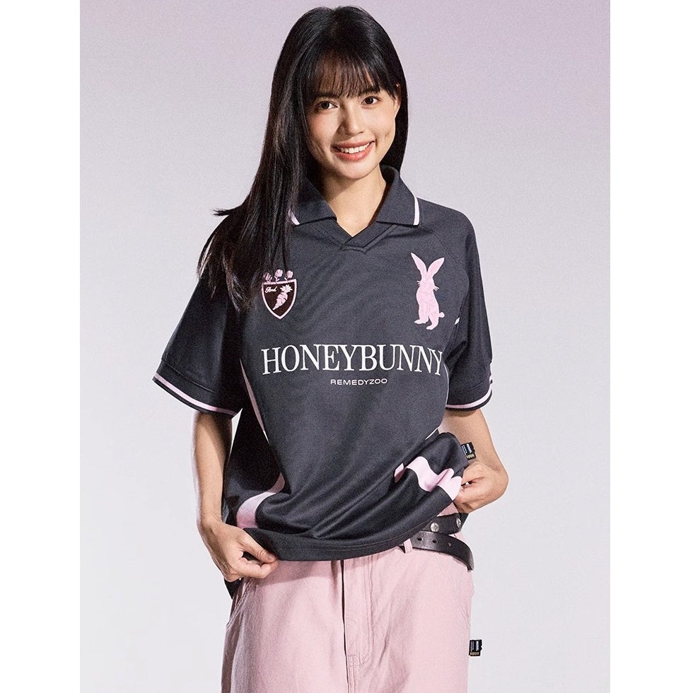 Honey Bunny Embroidery Polo Collar T-shirt MB7364