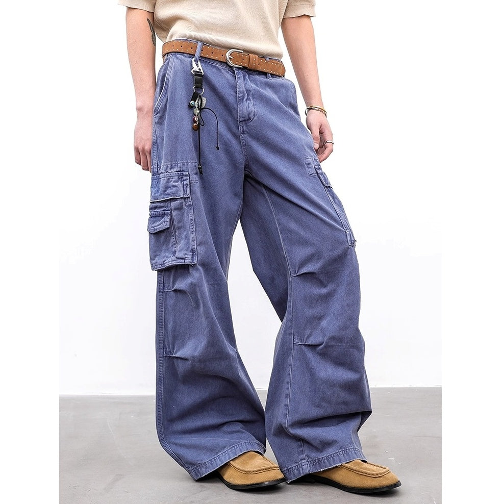 Vintage Wash Wide-leg Cargo Pants BL1007