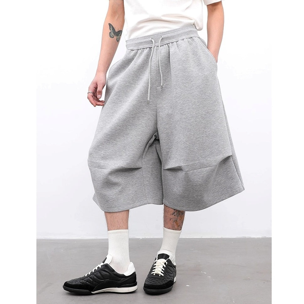 Pleated Air Layer Scimitar Cropped Sweatpants BL1006