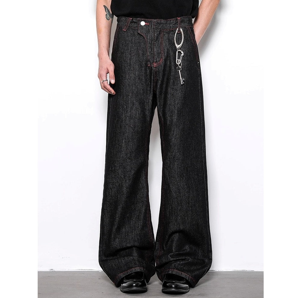 Red-trimmed Stitch Curve Jeans BL1012
