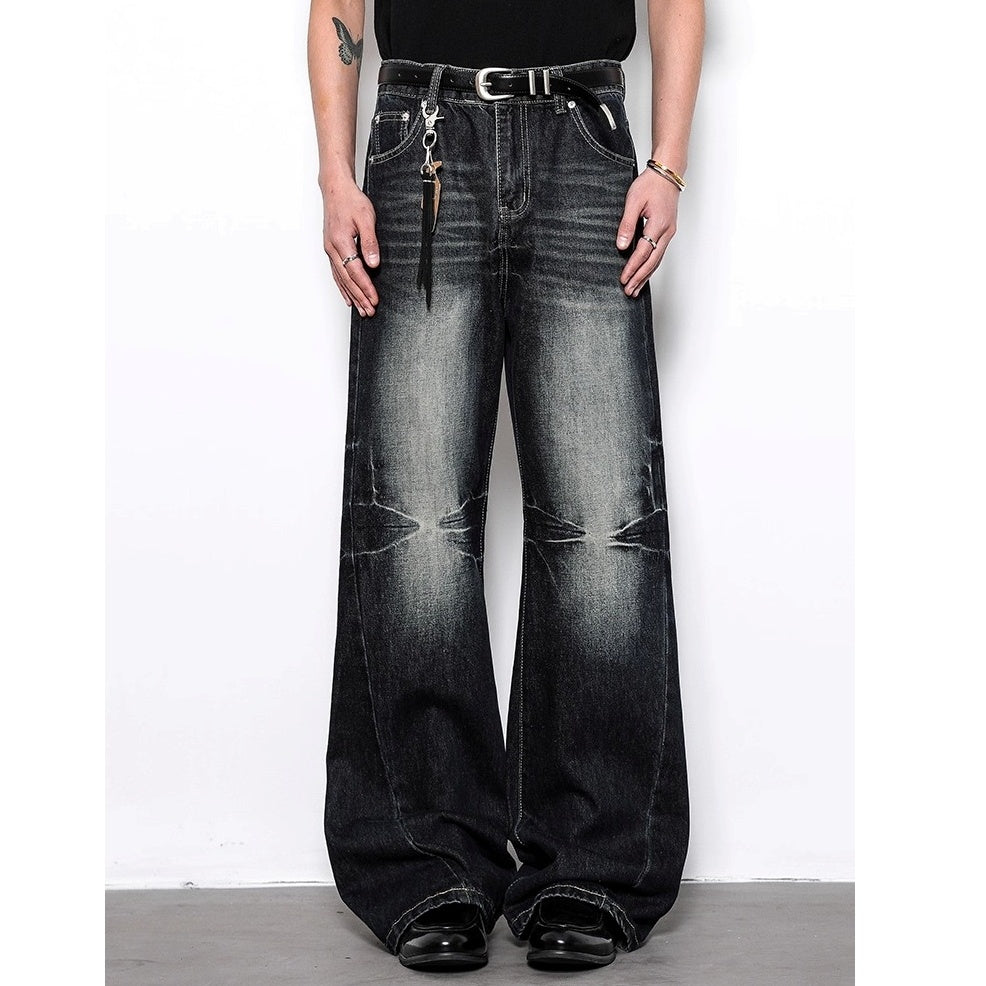 Vintage Washed Whiskers Flared Jeans BL1010