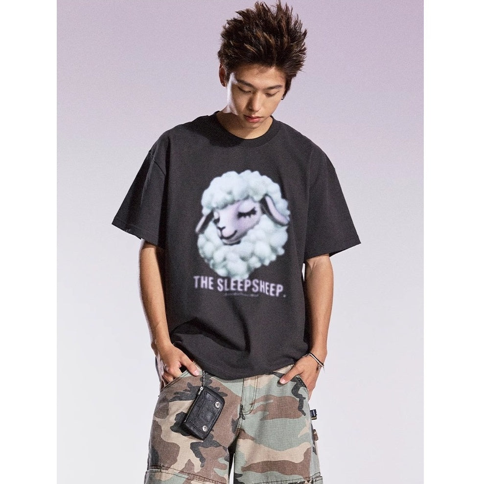 Cartoon Sheep Print T-shirts MB7366