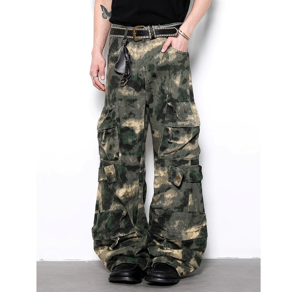 Wide Straight Camouflage Cargo Pants BL1027