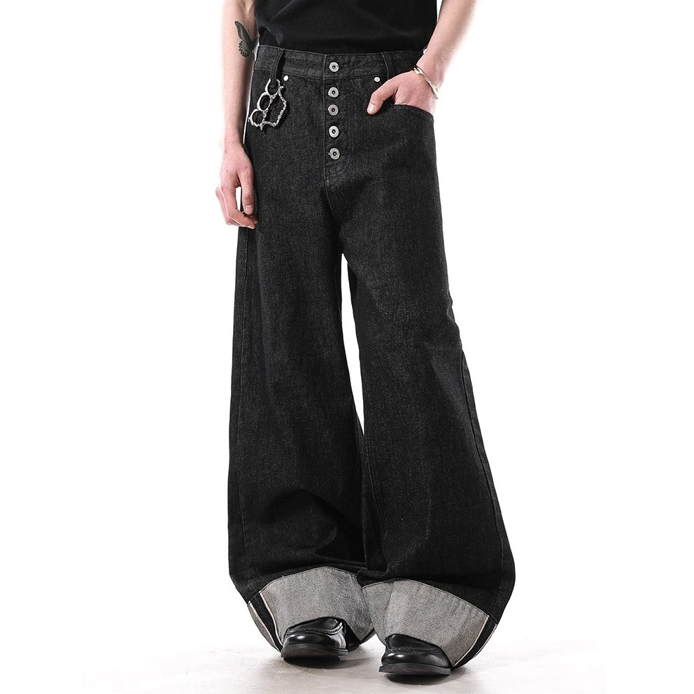 Breasted Red Ear Wide Jeans BL1013