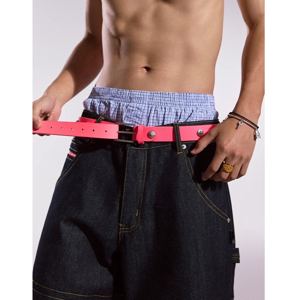 Highlighter Color Rivet Leather Belt MB7367