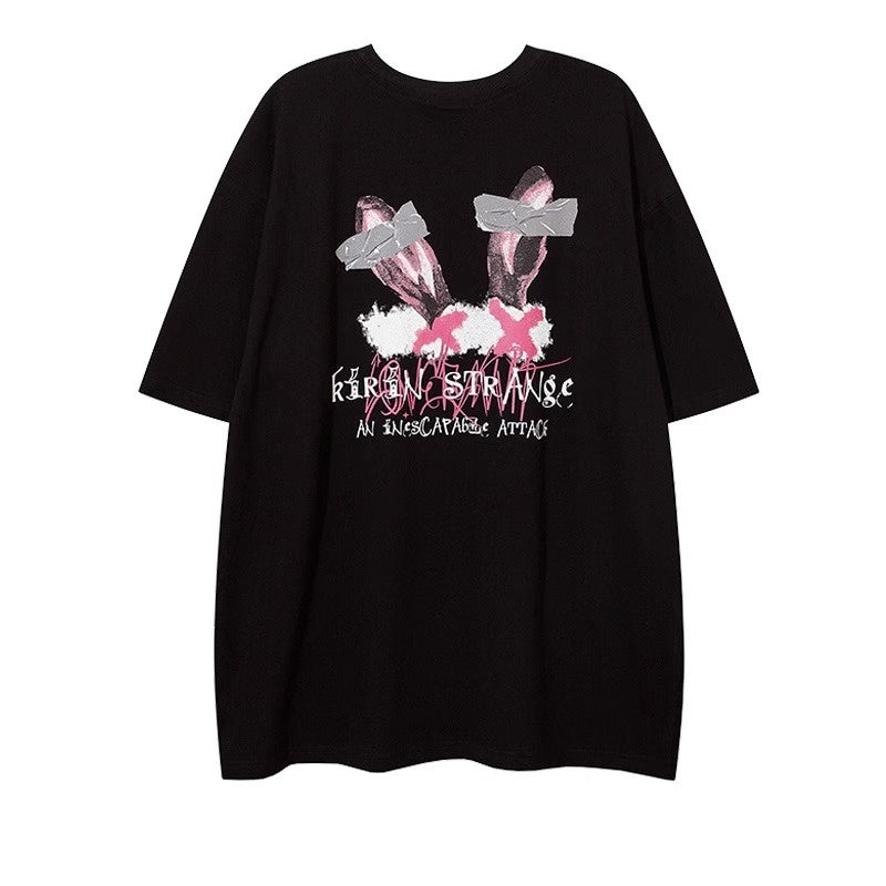 Bunny Girl Print Loose T-shirt NH7008