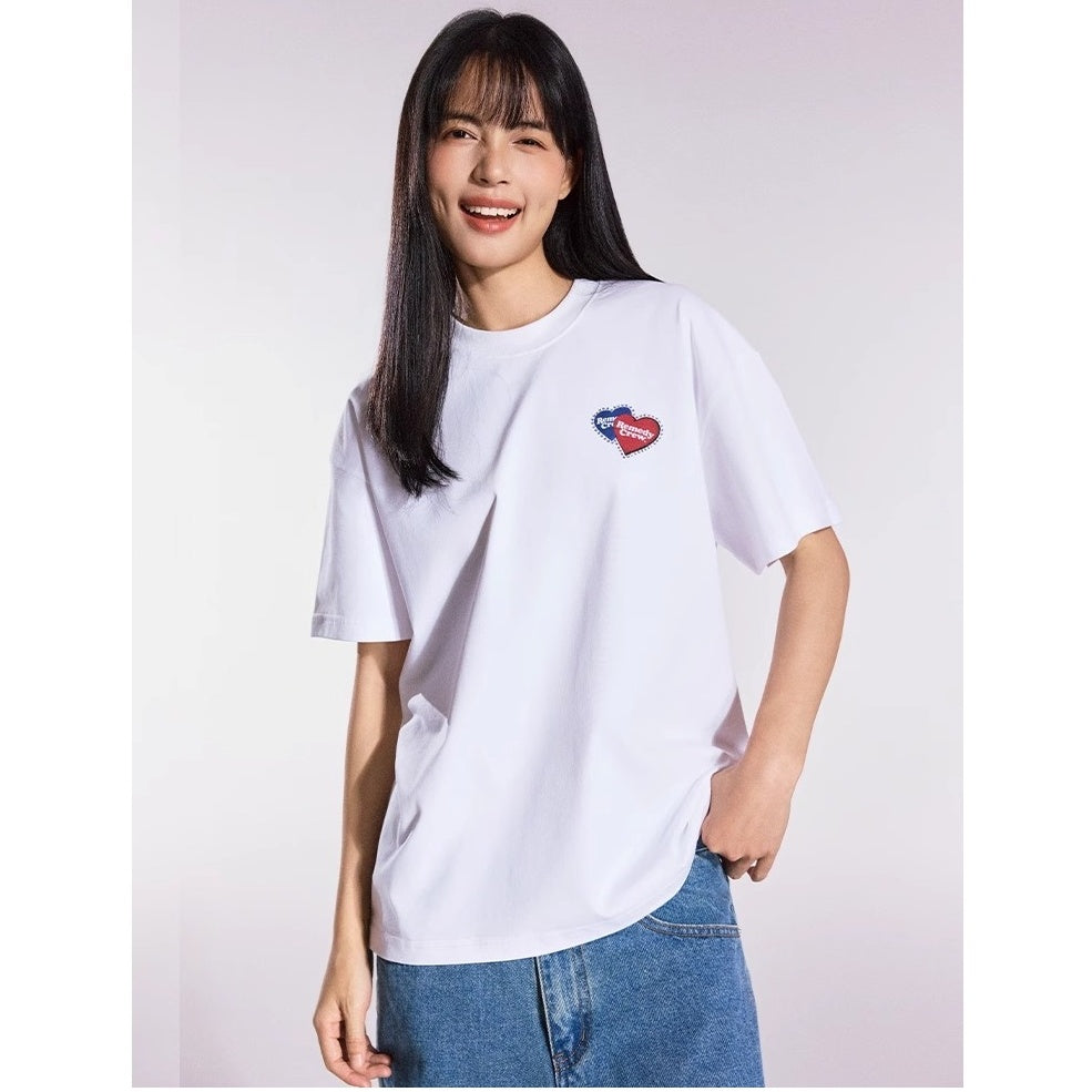 Heart Rhinestone Loose T-shirt MB7365