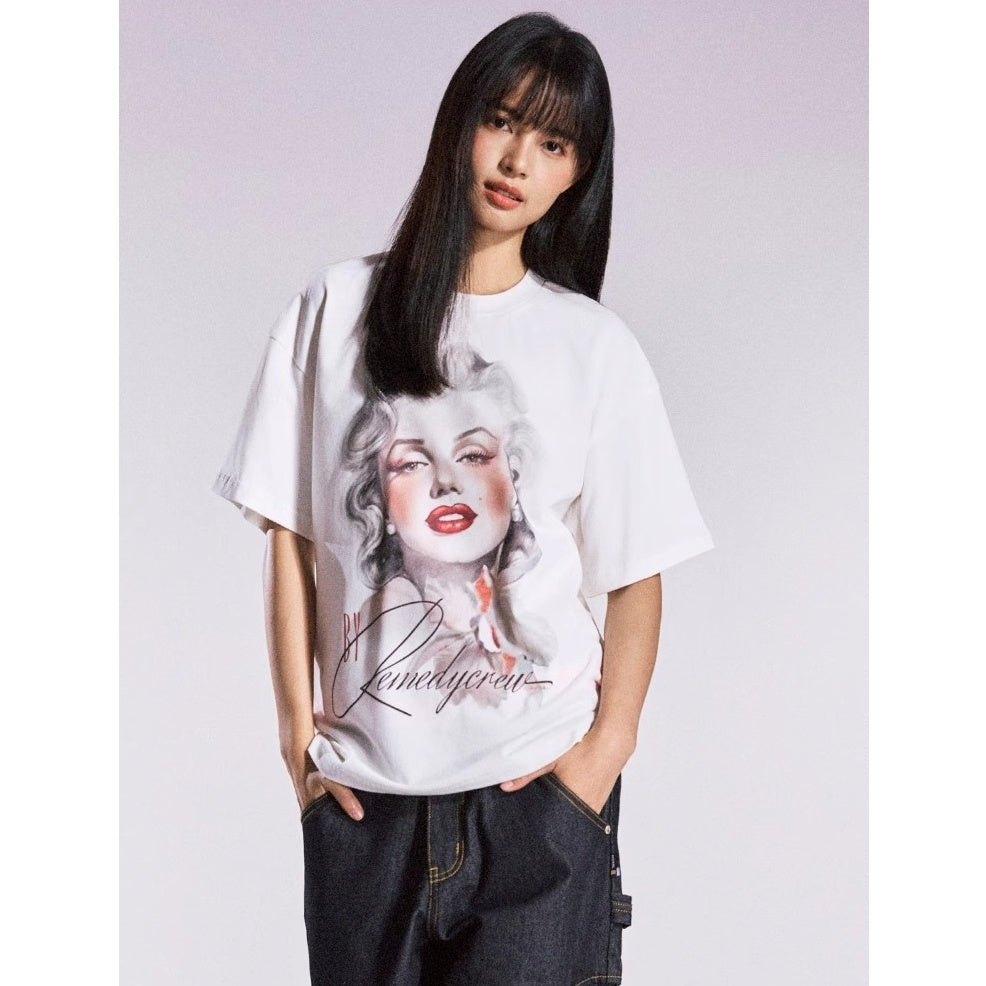 Monroe Retro Loose Crew Neck T-shirt MB7356