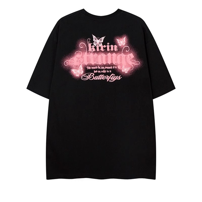 Neck Chain Butterfly Print T-shirt NH7005