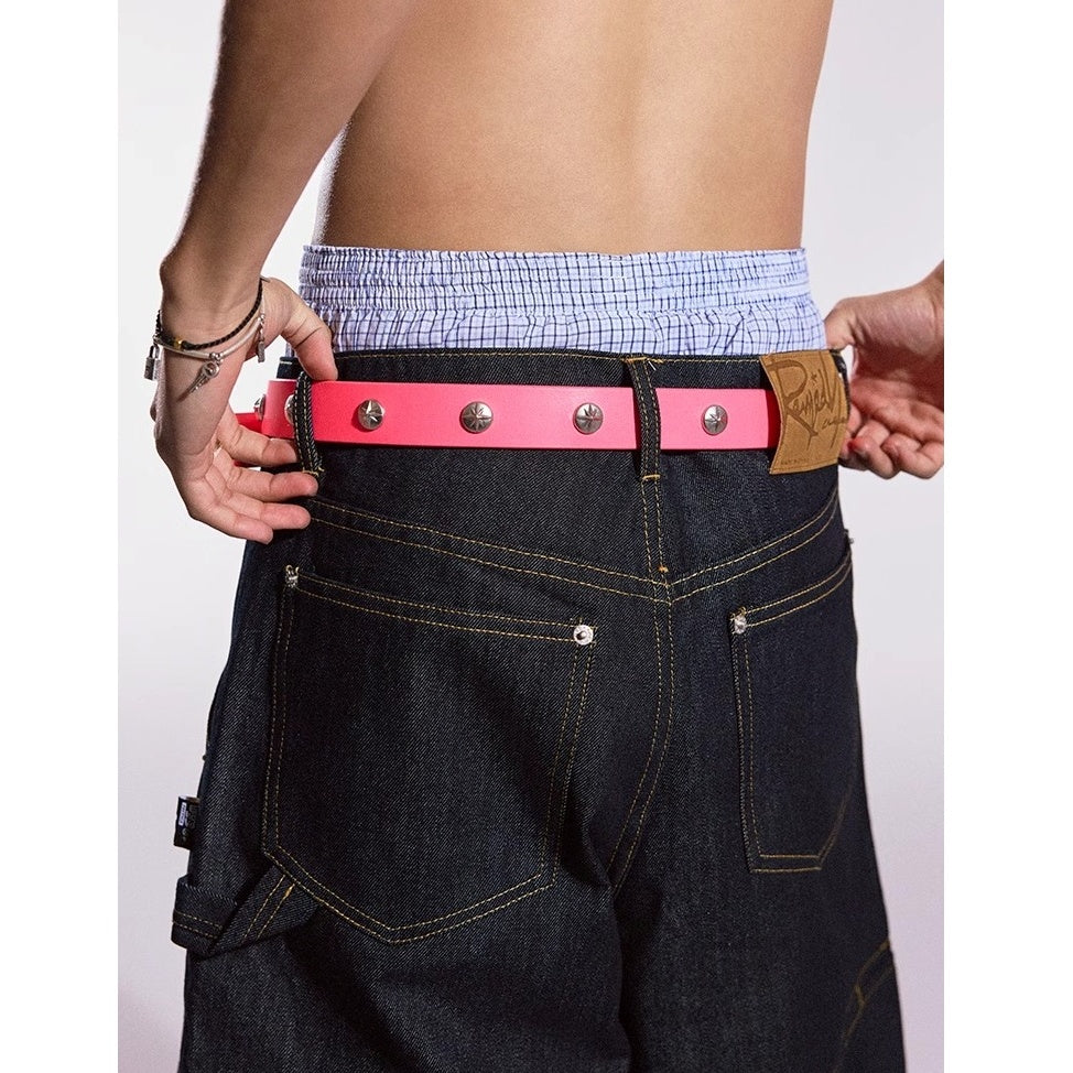 Highlighter Color Rivet Leather Belt MB7367