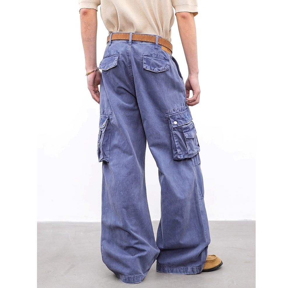 Vintage Wash Wide-leg Cargo Pants BL1007