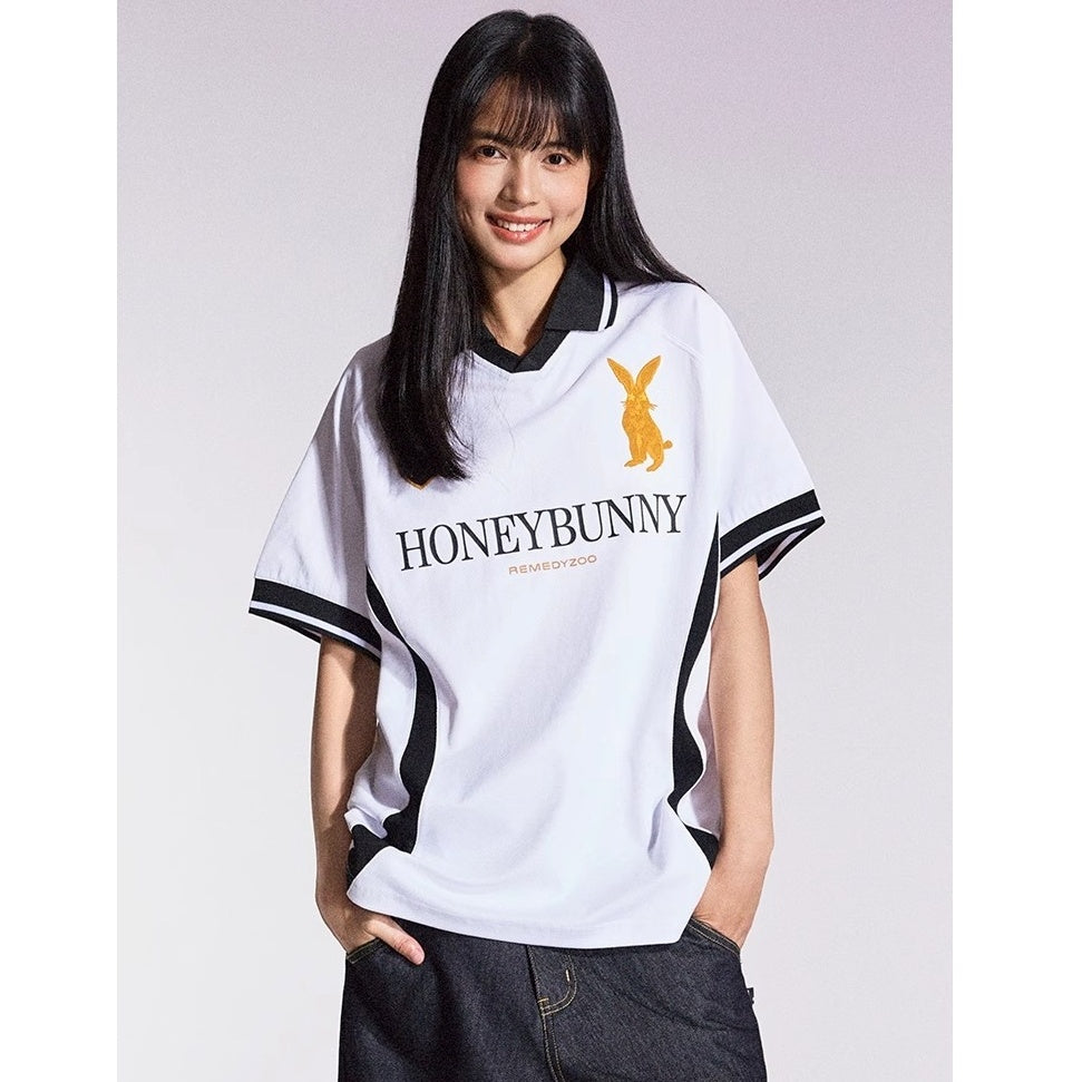 Honey Bunny Embroidery Polo Collar T-shirt MB7364