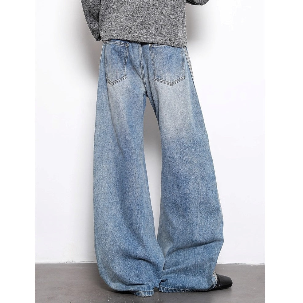 Retro Wash Three-bar Wide Curve Jeans BL1050