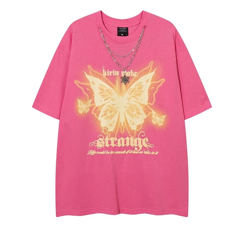 Neck Chain Butterfly Print T-shirt NH7005