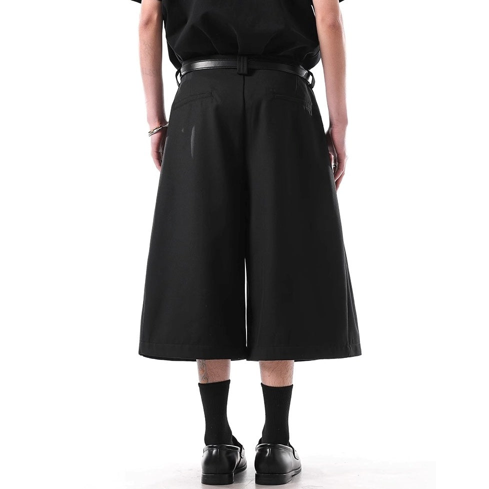 Tuck Design Draped Wide Cropped Pants BL1033