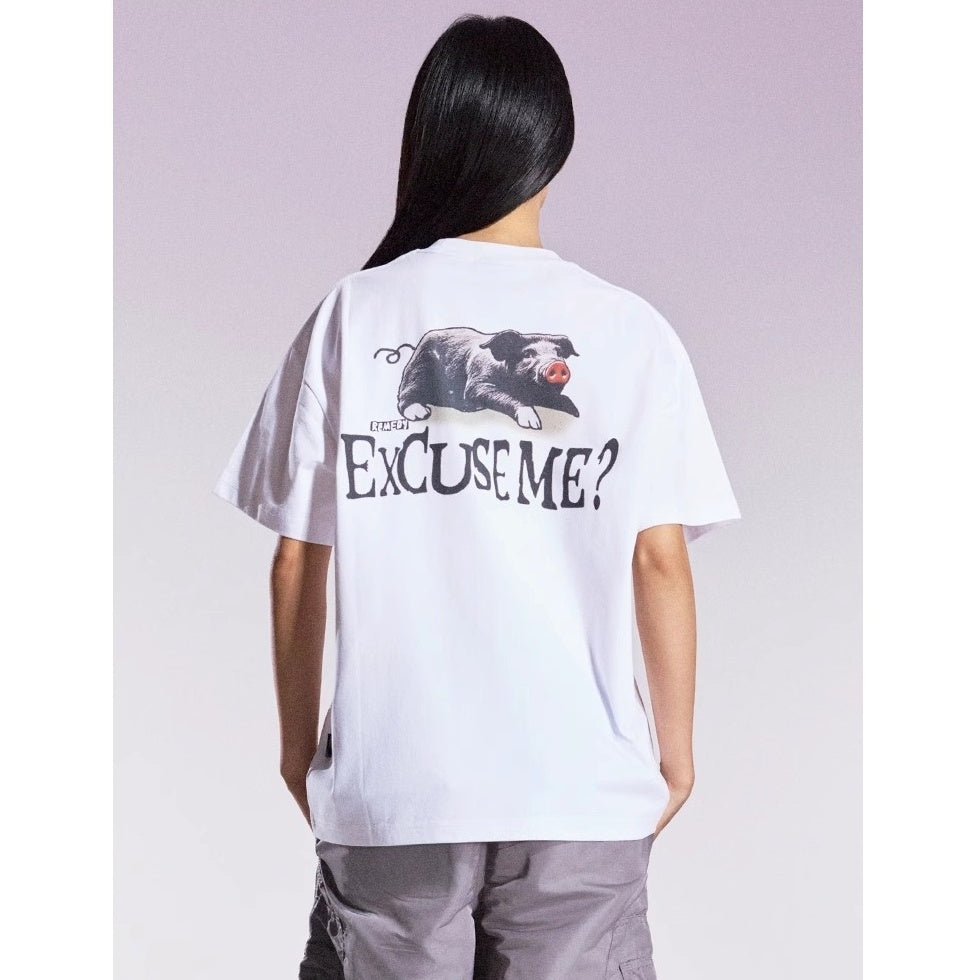 Funny Black Pig Print T-shirt MB7358